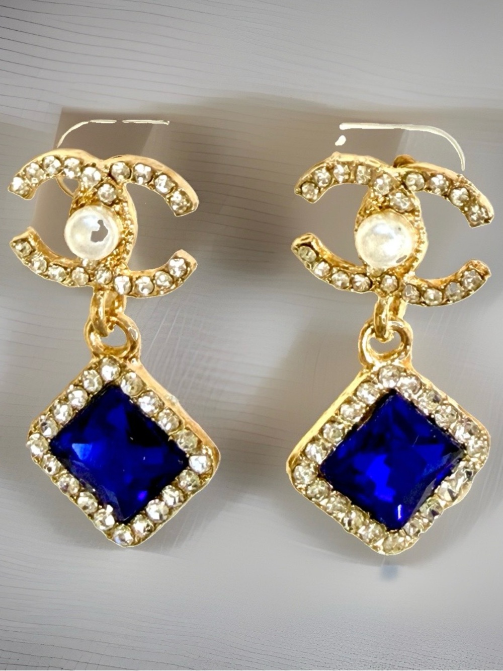 Blue & Gold Drop Earrings